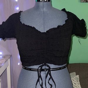 Smocked black crop top